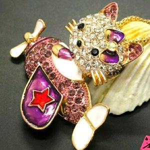 ✈Airplane Fly Hello🎀Kitty Purple Crystal Chain✈